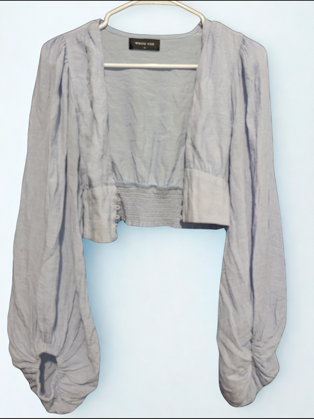 White Fox Boutique Light Blue Cropped Cardigan
